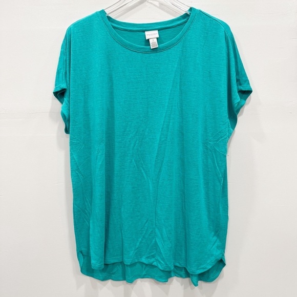 Weekends By Chico’s Fine Knit Casual Top in Teal Size 2 - Picture 1 of 5